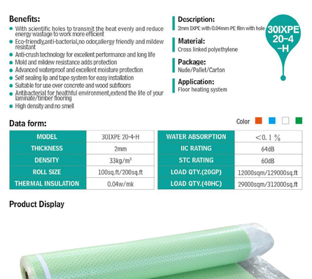 IXPE Underfloor Heating Underlay Odorless PE Film 2mm Foam Underlay